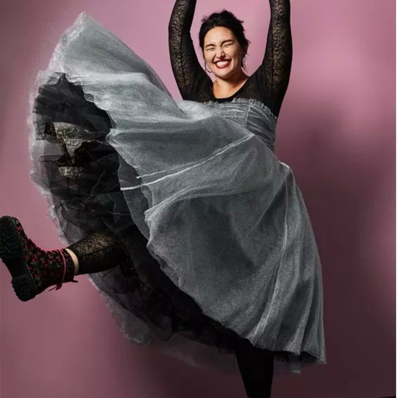 Torrid/Betsey Johnson Shiny Silver Tulle Strapless Dress (NWT)